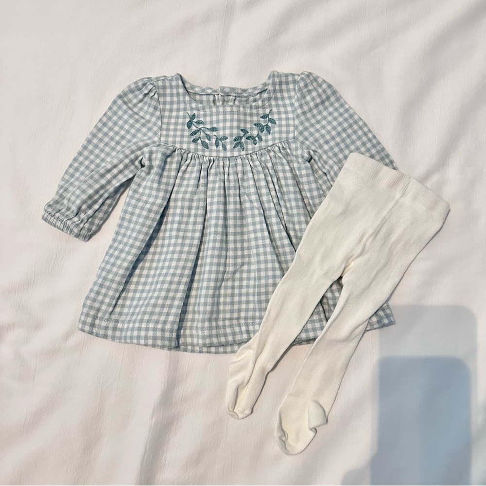 Baby Girls’ Gingham Dress with Tights